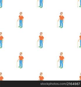 Blind man with a cane pattern seamless background texture repeat wallpaper geometric vector. Blind man with a cane pattern seamless vector