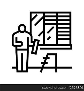 blinds fitting line icon vector. blinds fitting sign. isolated contour symbol black illustration. blinds fitting line icon vector illustration