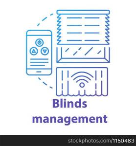 Blinds management blue gradient concept icon. Smart house management idea thin line illustration. Innovative technology for apartment. Remote control. Vector isolated outline drawing