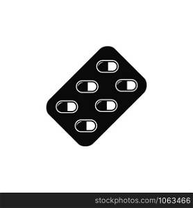 Blister pack pills icon. Isolated image. Flat pharmacy vector illustration