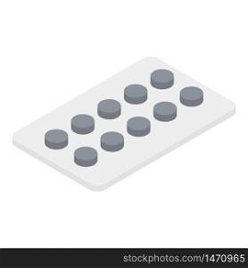 Blister with pills icon. Isometric of blister with pills vector icon for web design isolated on white background. Blister with pills icon, isometric style