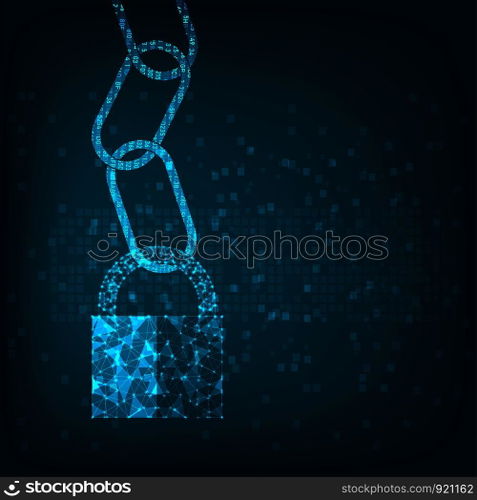 Block chain concept with digital code chain encrypted.