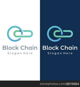 Block chain logo design.Geometric block chain with hexagons, modern technology box. Block chain for business, technology and data sign.