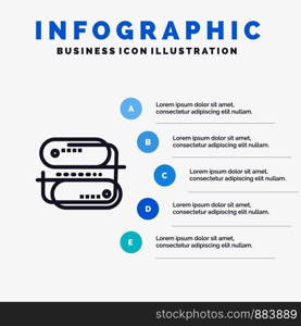Block chain Technology, Address, Network, Payment Line icon with 5 steps presentation infographics Background