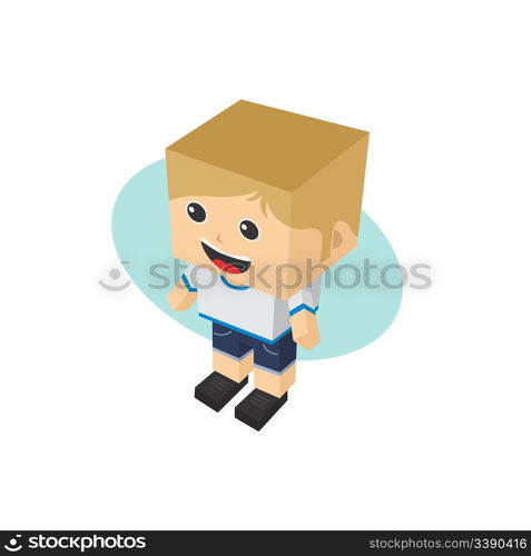 block isometric cartoon character vector art graphic