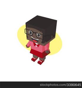 block isometric cartoon character vector art graphic