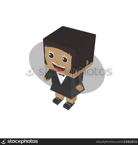 block isometric cartoon character vector art graphic