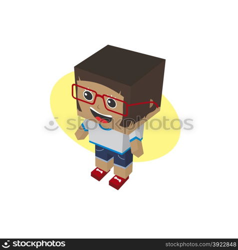 block isometric cartoon character vector art graphic