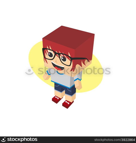 block isometric cartoon character vector art graphic