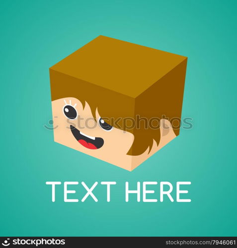 block isometric cartoon character vector art graphic