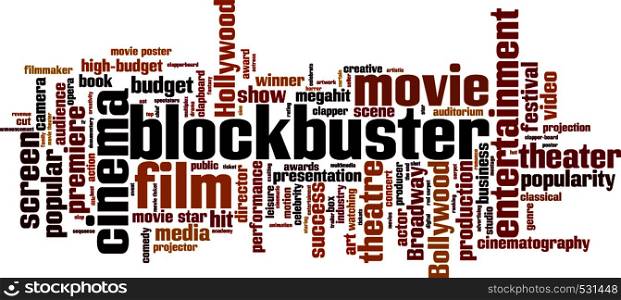 Blockbuster word cloud concept. Vector illustration