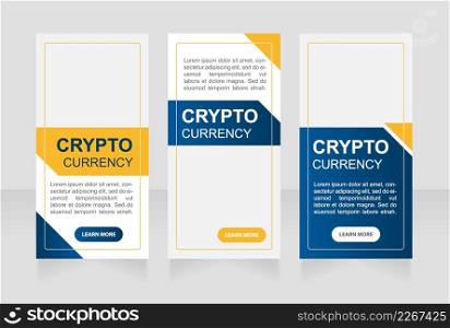 Blockchain and cryptocurrency web banner design template. Vector flyer with text space. Advertising placard with customized copyspace. Printable poster for advertising. Arial font used. Blockchain and cryptocurrency web banner design template