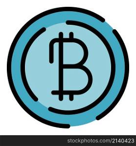 Blockchain bitcoin icon. Outline Blockchain bitcoin vector icon color flat isolated. Blockchain bitcoin icon color outline vector