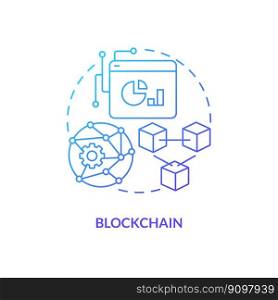 Blockchain blue gradient concept icon. Cryptocurrency exchange network. Metaverse technology abstract idea thin line illustration. Isolated outline drawing. Myriad Pro-Bold font used. Blockchain blue gradient concept icon