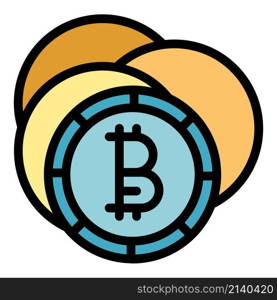 Blockchain coins icon. Outline Blockchain coins vector icon color flat isolated. Blockchain coins icon color outline vector