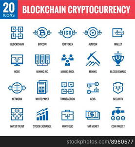 Blockchain cryptocurrency icons vector image