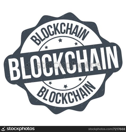 Blockchain grunge rubber stamp on white background, vector illustration
