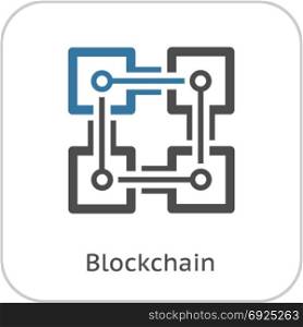 Blockchain Icon.. Blockchain Icon. Modern computer network technology sign. Digital graphic symbol. Bitcoin Technology. Concept design elements.