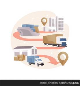 Blockchain in transport technology abstract concept vector illustration. Blockchain technology, automated freight tracking, commercial transportation industry, management abstract metaphor.. Blockchain in transport technology abstract concept vector illustration.