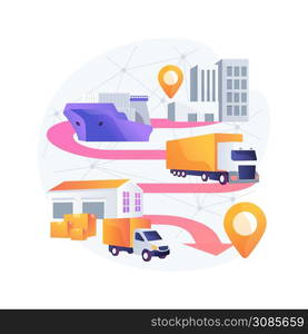 Blockchain in transport technology abstract concept vector illustration. Blockchain technology, automated freight tracking, commercial transportation industry, management abstract metaphor.. Blockchain in transport technology abstract concept vector illustration.