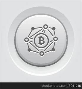 Blockchain Network Icon.. Blockchain Network Icon. Modern computer network technology sign. Digital graphic symbol. Distributed Virtual Web. Concept design elements.