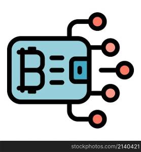 Blockchain online wallet icon. Outline Blockchain online wallet vector icon color flat isolated. Blockchain online wallet icon color outline vector