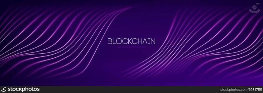 Blockchain technology background. Abstract finance internet technology and cryptocurrency exchange. Abstract sport background. Big data and data protection.. Blockchain technology background. Abstract finance internet technology and cryptocurrency exchange. Abstract sport background. Big data and data protection. Purple flow 3d vector illustration.