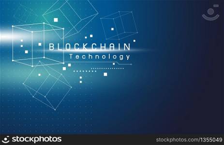 Blockchain technology design on blue background vector illustration
