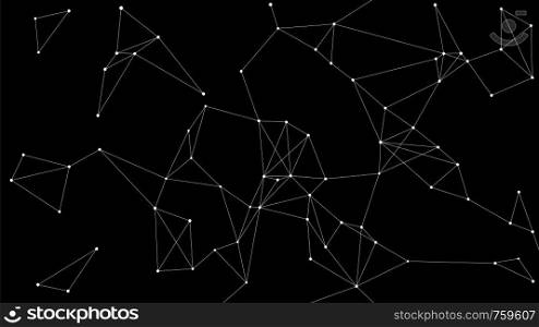 Blockchain technology futuristic abstract vector background with blockchain peer to peer network. Global cryptocurrency blockchain business banner concept with black background.. Blockchain technology futuristic abstract vector banner.