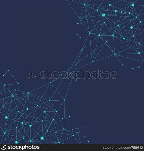Blockchain technology futuristic abstract vector background with blockchain peer to peer network. Global cryptocurrency blockchain business banner concept.. Blockchain technology futuristic abstract vector banner.