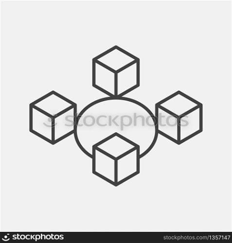 Blockchain technology thin line style. Vector block chain icons or logo.
