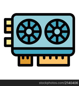 Blockchain video card icon. Outline Blockchain video card vector icon color flat isolated. Blockchain video card icon color outline vector
