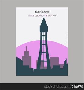Blockpool Tower Blackpool, UK Vintage Style Landmark Poster Template