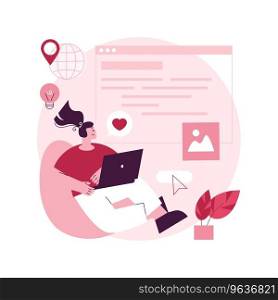 Blog abstract concept vector illustration. Social media platform, influencer, personal brand promotion, recent stories and post, attract followers and subscriptions, viral content abstract metaphor.. Blog abstract concept vector illustration.