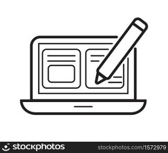 Blog, blogging icon vector. Universal writer, copy writing icon to use in web and mobile UI. Website symbol in outline style. Blog, blogging icon vector. Universal writer, copy writing icon to use in web and mobile UI. Website symbol