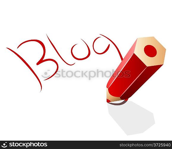 Blog concept vector illustration with red pencil.