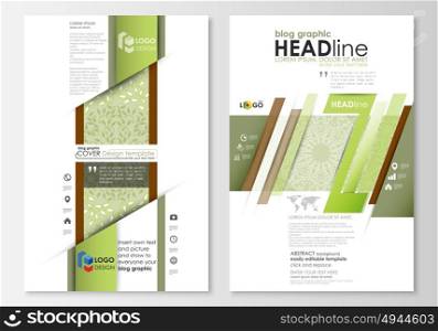 Blog graphic business templates. Page website design template, abstract flat layout. Green color background with leaves. Spa concept in linear style. Vector decoration for cosmetics, beauty industry.. Blog graphic business templates. Page website design template, easy editable abstract flat layout, vector illustration. Green color background with leaves. Spa concept in linear style. Vector decoration for cosmetics, beauty industry.