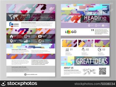 Blog graphic business templates. Page website design template, abstract vector layout. Bright color lines and dots, colorful minimalist backdrop, geometric shapes, beautiful minimalistic background.. Blog graphic business templates. Page website design template, easy editable abstract vector layout. Bright color lines and dots, colorful minimalist backdrop with geometric shapes forming beautiful minimalistic background.