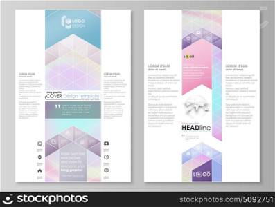 Blog graphic business templates. Page website design template, abstract vector layout. Hologram, background in pastel colors, holographic effect. Blurred colorful pattern, futuristic surreal texture.. Blog graphic business templates. Page website design template, easy editable abstract vector layout. Hologram, background in pastel colors with holographic effect. Blurred colorful pattern, futuristic surreal texture.