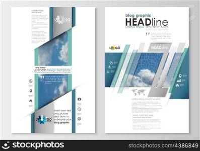 Blog graphic business templates. Page website design template, easy editable, abstract blue flat layout, vector illustration.