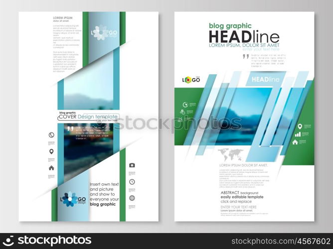 Blog graphic business templates. Page website design template, easy editable, abstract flat style travel decoration layout, easy editable vector template, colorful blurred natural landscape.