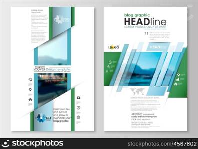 Blog graphic business templates. Page website design template, easy editable, abstract flat style travel decoration layout, easy editable vector template, colorful blurred natural landscape.