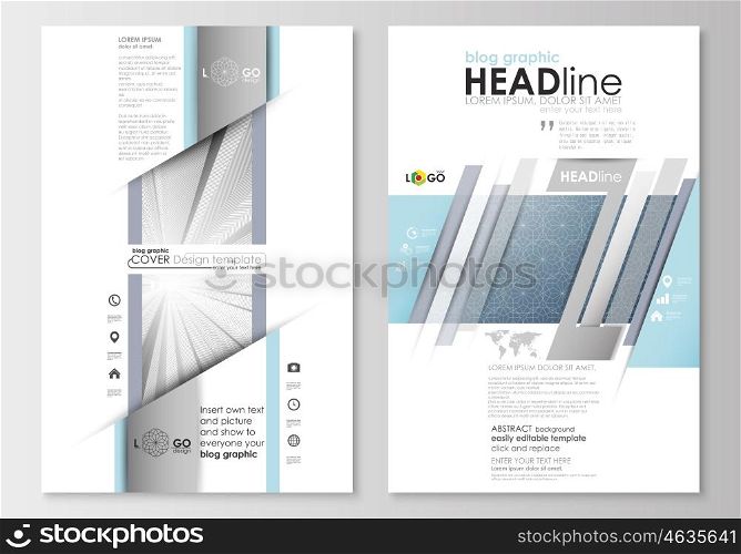 Blog graphic business templates. Page website design template, easy editable, abstract flat layout. Abstract blue or gray business pattern with lines, modern stylish vector texture.
