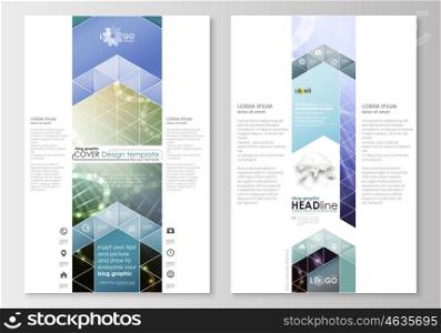 Blog graphic business templates. Page website design template, easy editable, abstract flat layout. DNA molecule structure, science background. Scientific research, medical technology