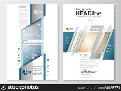 Blog graphic business templates. Page website design template, easy editable, abstract flat layout. Christmas decoration, vector background with shiny snowflakes and stars.