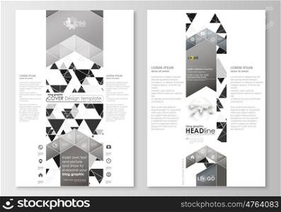 Blog graphic business templates. Page website design template, easy editable, abstract flat layout. Abstract triangle design background, modern gray color polygonal vector.