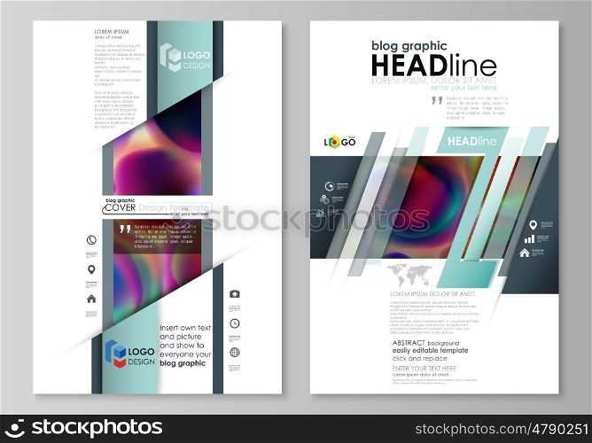 Blog graphic business templates. Page website design template, easy editable abstract flat layout, vector illustration. Colorful design background with abstract shapes, bright cell backdrop.