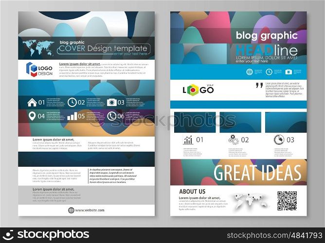 Blog graphic business templates. Page website design template, easy editable abstract flat layout, vector illustration. Bright color pattern, colorful design with overlapping shapes forming abstract beautiful background.