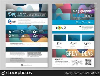 Blog graphic business templates. Page website design template, easy editable abstract flat layout, vector illustration. Bright color pattern, colorful design with overlapping shapes forming abstract beautiful background.