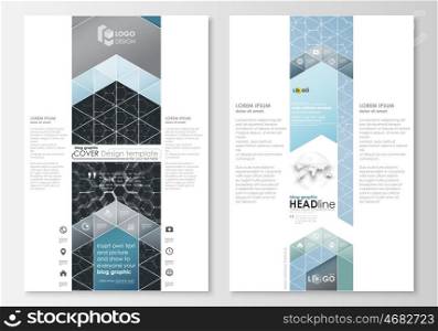 Blog graphic business templates. Page website design template, easy editable abstract vector layout. Chemistry pattern, hexagonal molecule structure. Medicine, science and technology concept
